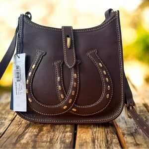 Dooney & Bourke NWT Western Horseshoe Messenger Bag in Brown T'Moro